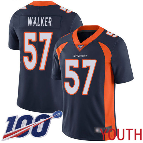 Youth Denver Broncos #57 Demarcus Walker Navy Blue Alternate Vapor Untouchable Limited Player 100th Season Football NFL Jersey->youth nfl jersey->Youth Jersey